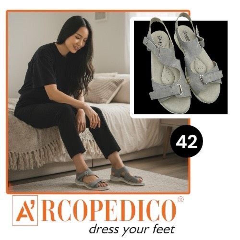Arcopedico Women's Scream Lytech Adjustable Vegan Strappy Sandals Gray Size 42